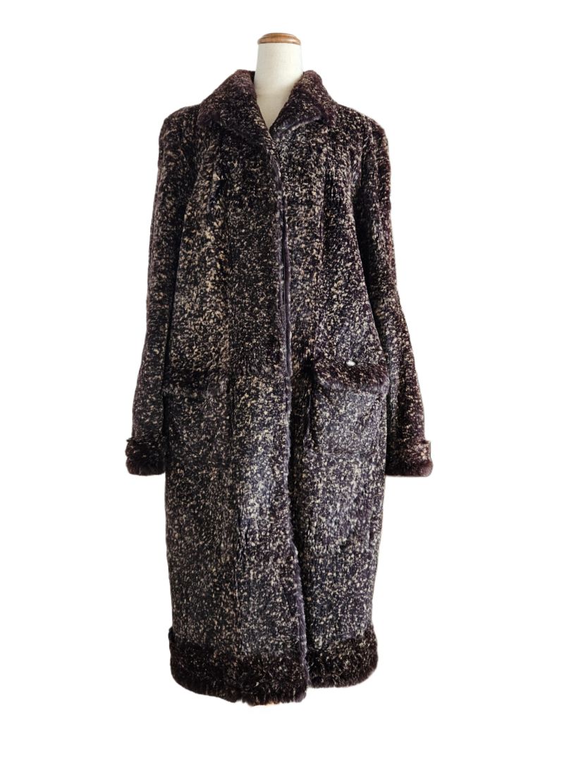 Chanel Brown Rabbit Fur Long Coat, size 50
