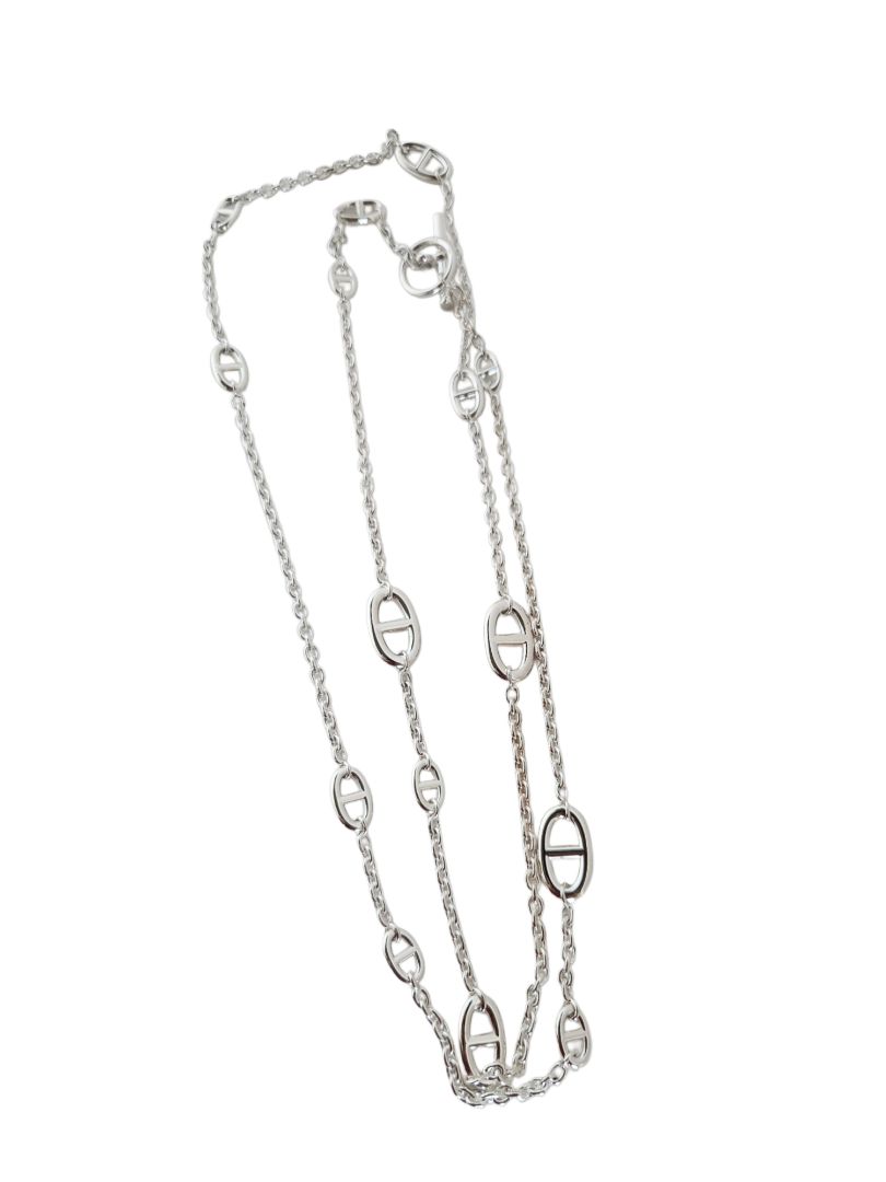 Hermes Sterling Silver Farandole 120 Long Necklace