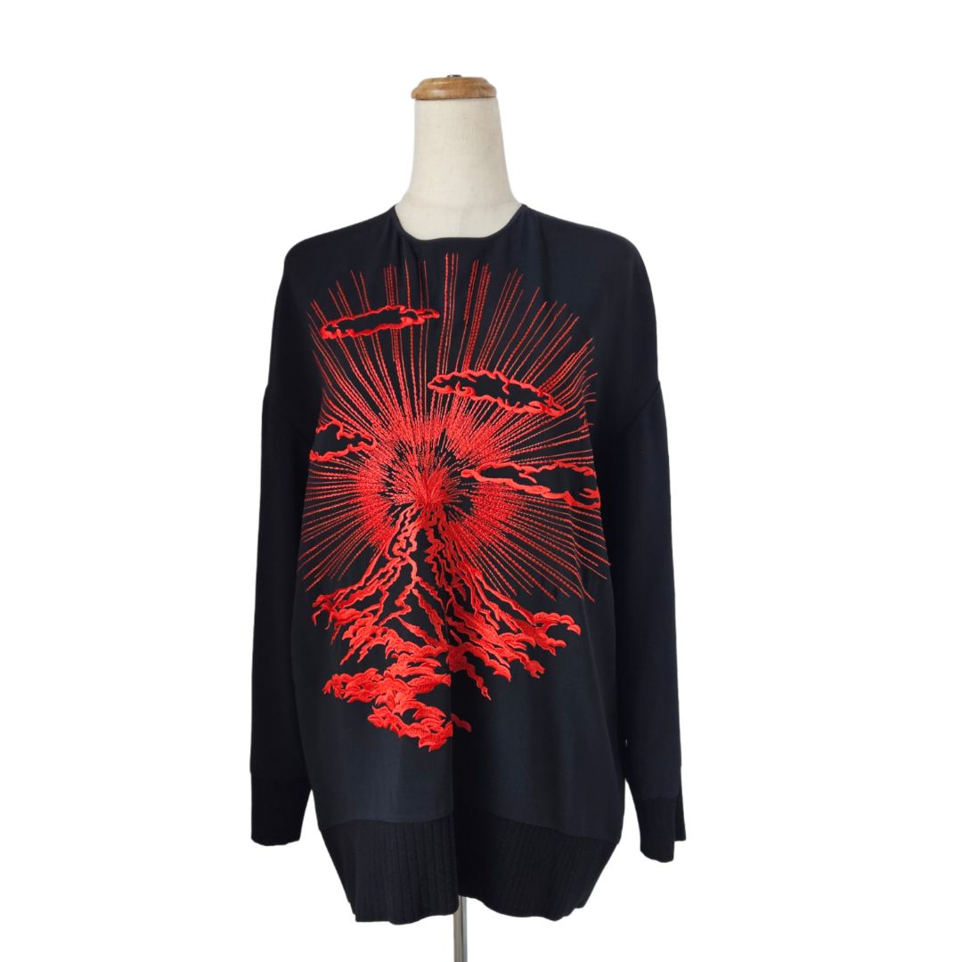 Stella McCartney Navy Long Sleeve With Red Stitch Detail Top