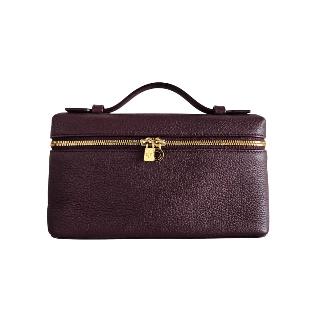 Loro Piana Burgundy Calfskin Leather  Extra Pocket L19 With Strap Pouch