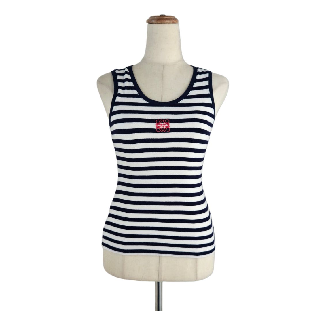 Loewe Navy and White Striped Anagram Tank Top