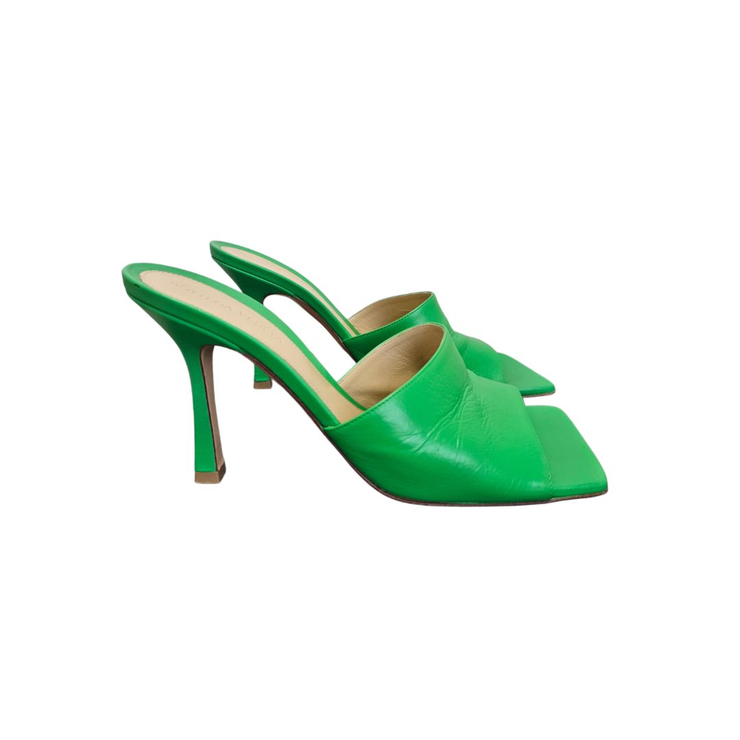 Bottega Veneta Green Stretch Lido Mules, size 38