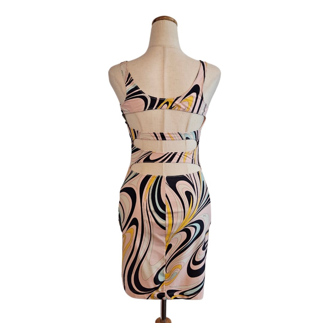 Emilio Pucci Multicolor Onde-Print Sleeveless Cut Out Short Dress - BOPF | Business of Preloved Fashion Emilio Pucci Multicolor Onde-Print Sleeveless Cut Out Short Dress - BOPF | Business of Preloved Fashion