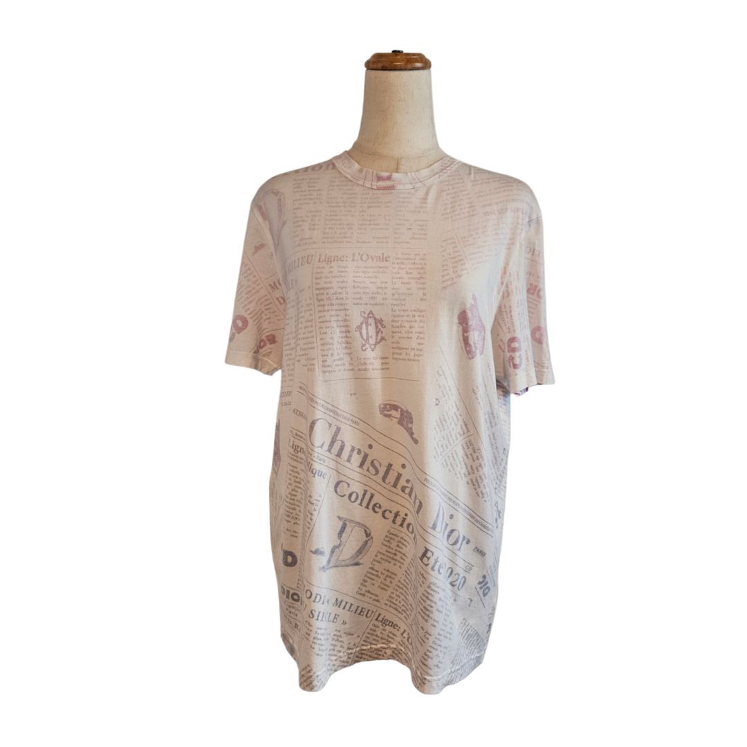 Christian Dior x Daniel Arsham Newspaper Print Logo Tricolor T-Shirt