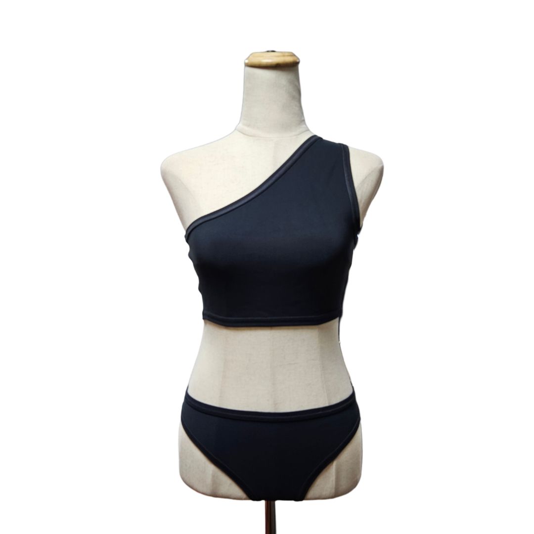 Bottega Veneta Black One Shoulder Two Piece Swimsuit