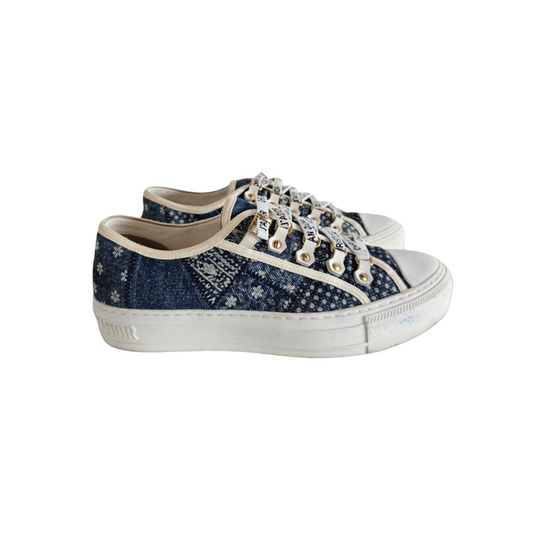 Christian Dior Walk'N'Dior Blue Denim Low Top Sneakers, size 38
