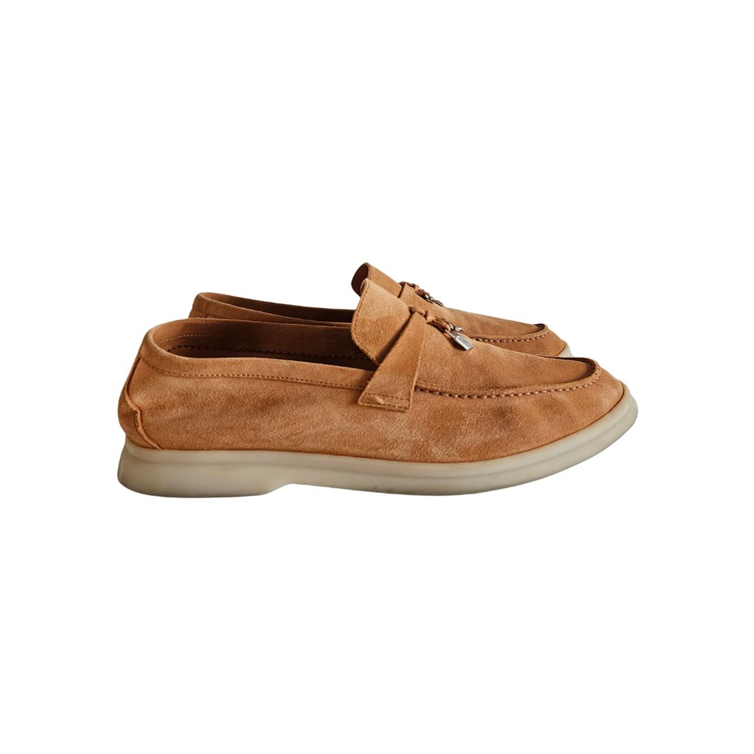 Loro Piana Orange Suede Summer Charm Loafer, size 40.5
