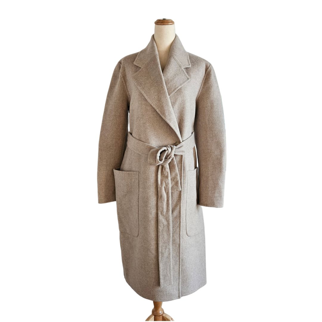 Acne Studio Light Grey Wool Belted Carice Double Coat