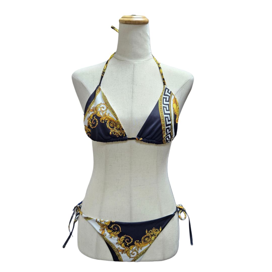 Versace Tricolor Printed Medusa Two Piece Swimsuit
