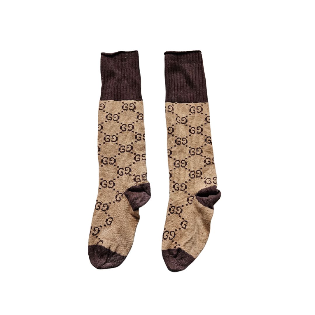 Gucci Brown GG Long Socks