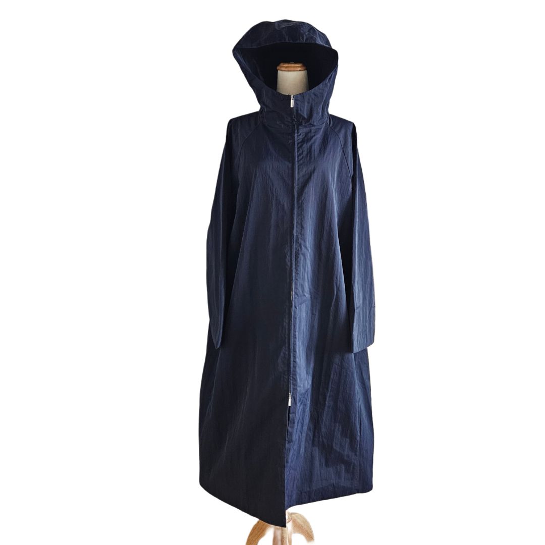 The Row Navy Blue Long Hooded Coat
