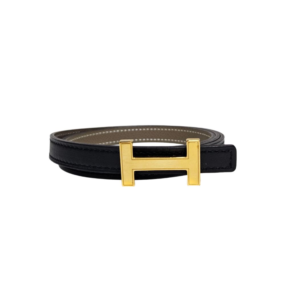 Hermès Black  with Gold H Leather Belt