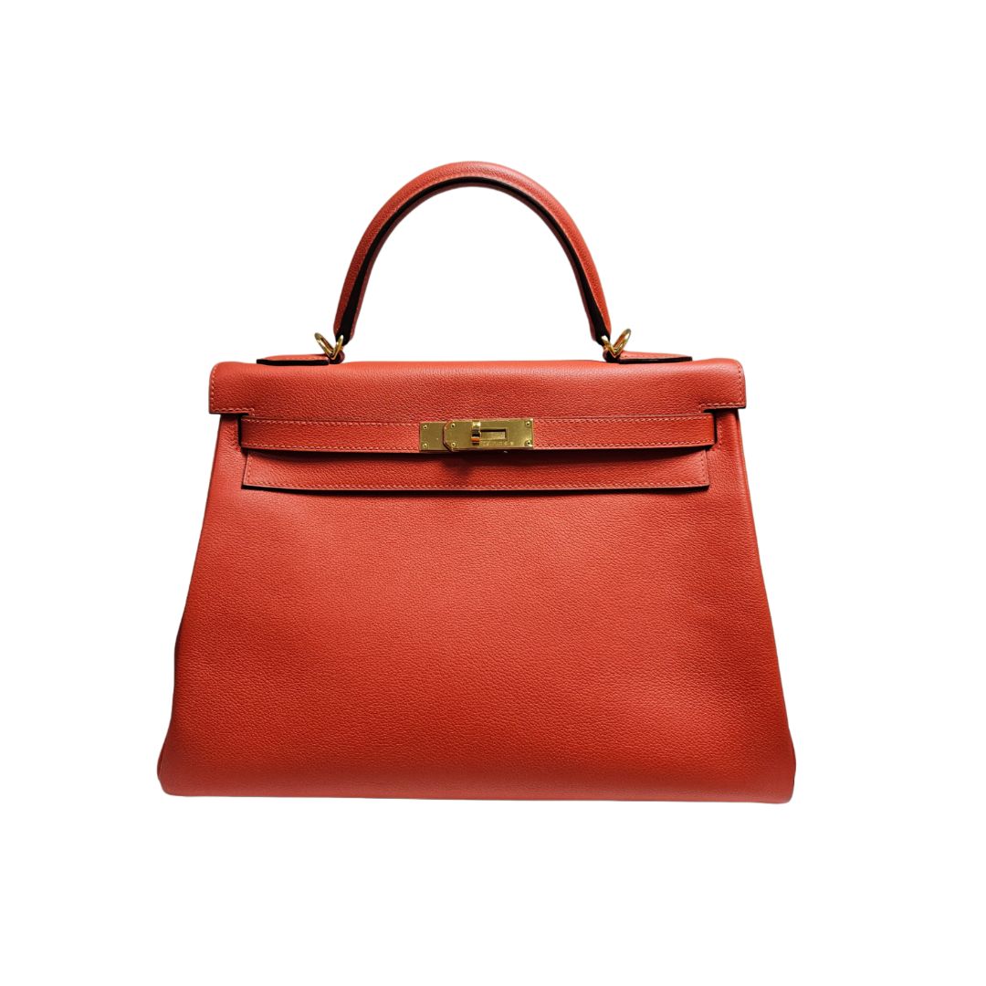 Hermes  32 in Capucine with Gold Hardware Kelly Bag