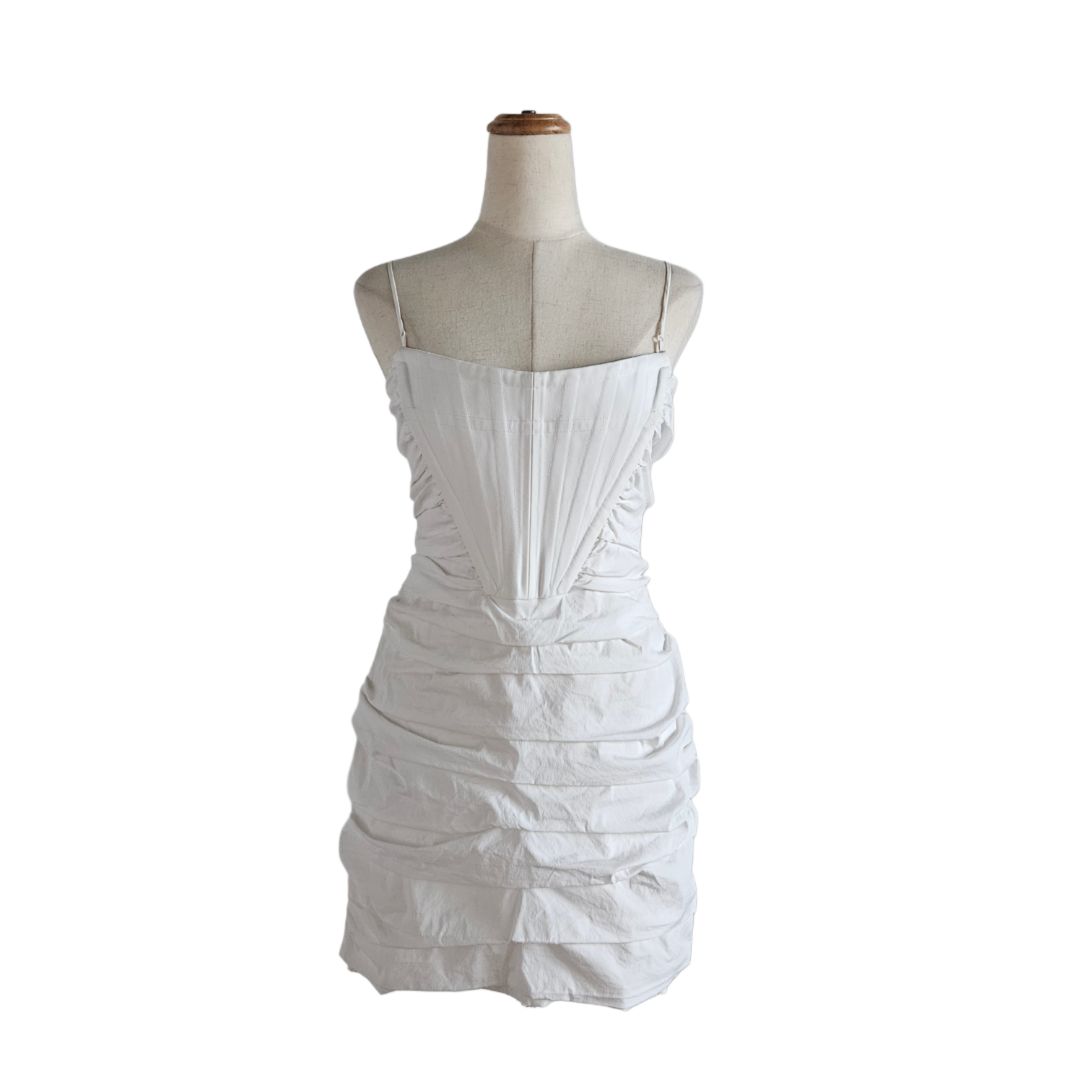 Alexander Wang White Ruched Corset Strappy Mini Dress