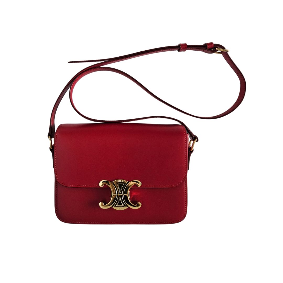 Celine Teen Triomphe Red Classic Flap Bag