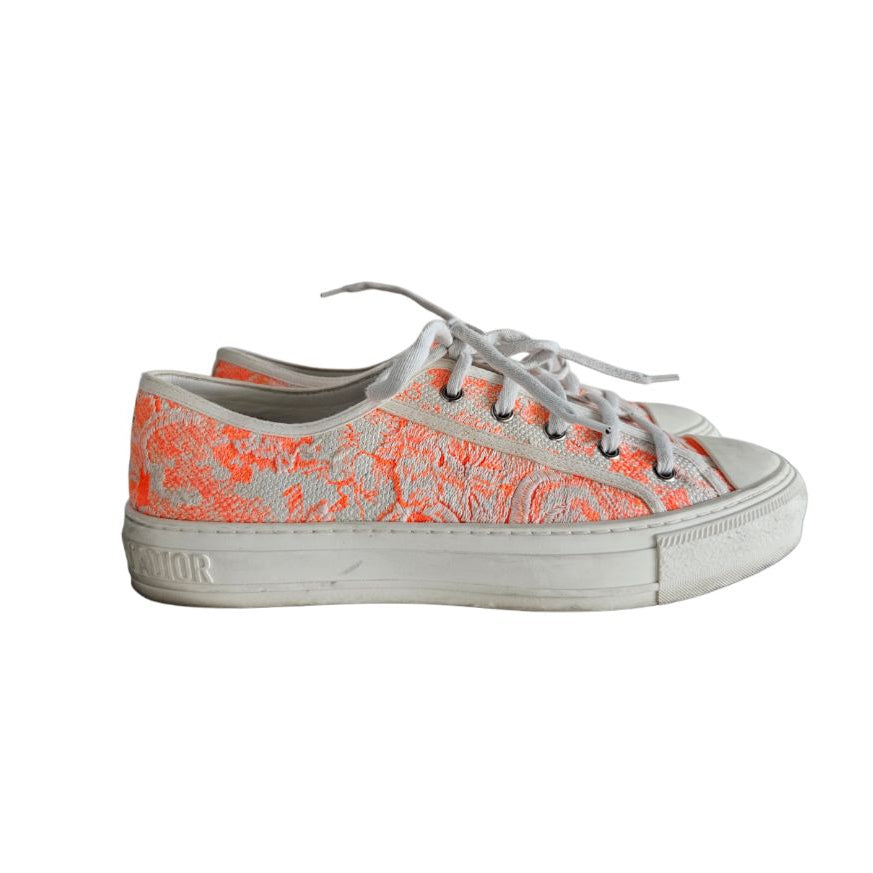 Dior Walk 'N' Dior Neon Orange Canvas Sneakers, size 41.5
