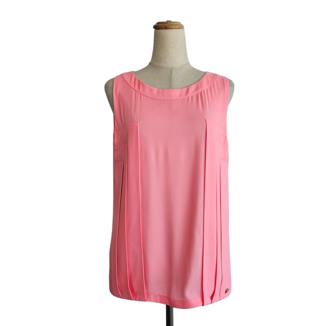Chanel Pink Sleeveless Pleated Top