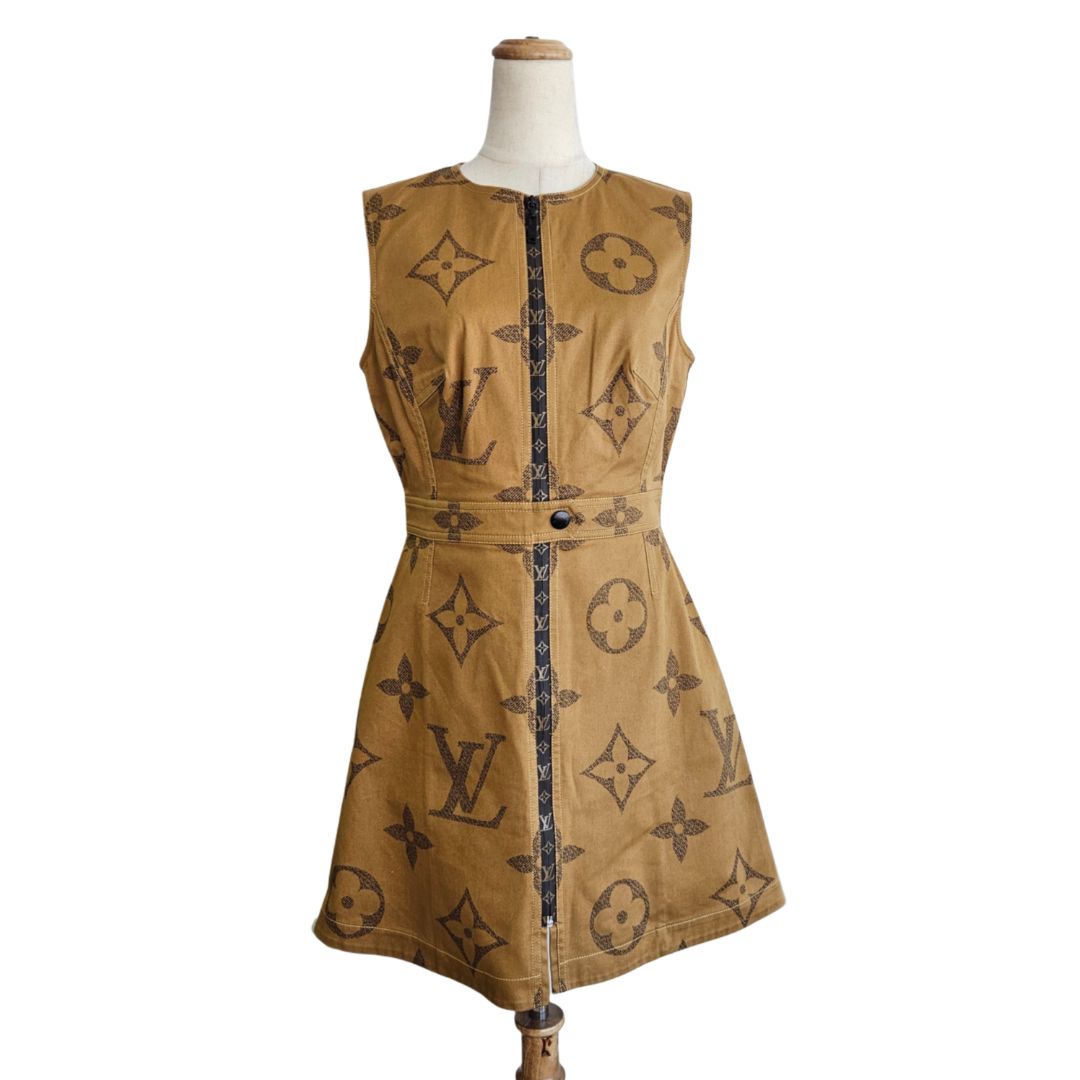 Louis Vuitton Brown Giant Monogram Sleeveless Midi Dress