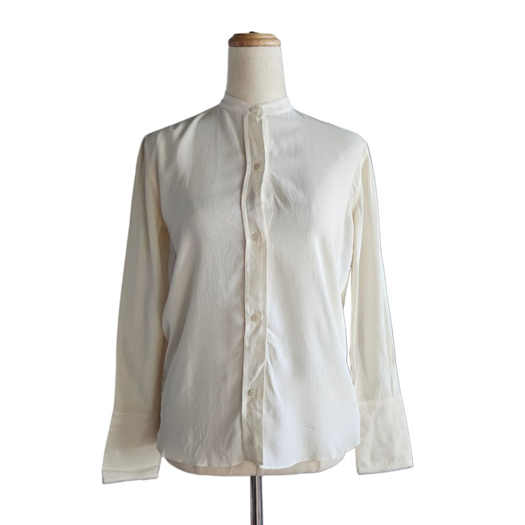 Helmut Lang Cream Open Back Bow Detail Blouse