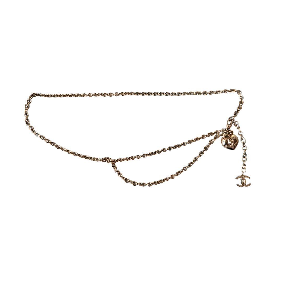 Chanel CC Metal Turnlock Heart Locket Necklace Gold