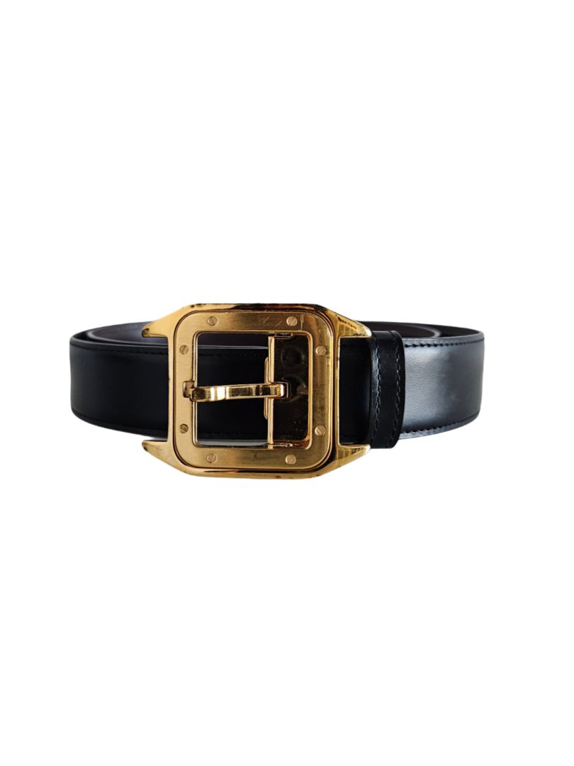 Cartier Black/Brown Leather Santos De Cartier Reversible Belt