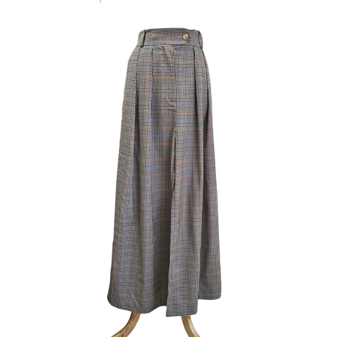 Awake Multicolor Checkered Slit Detail Trouser Skirt