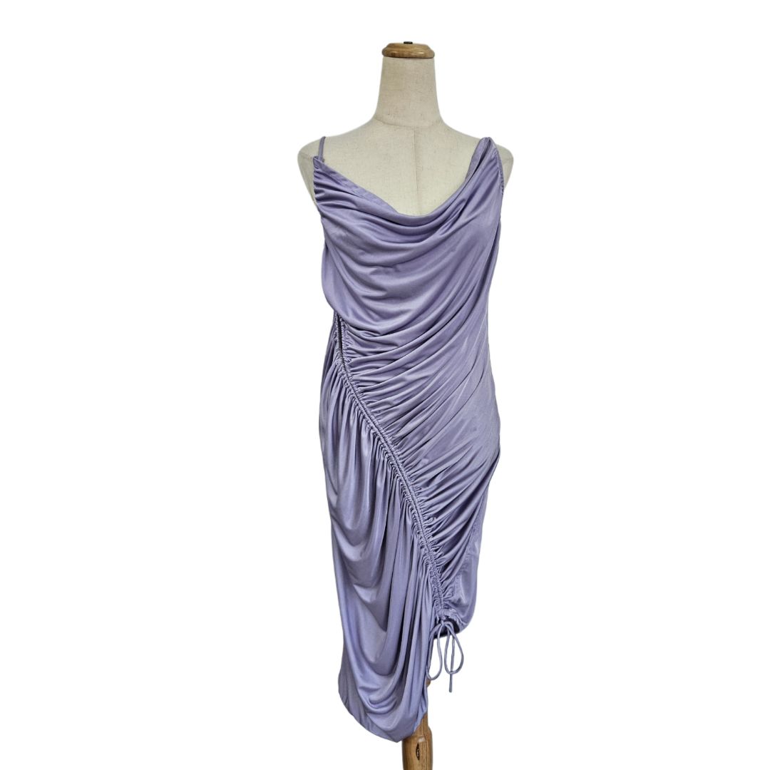Bottega Veneta Lavender Silk Spaghetti Strap Midi Dress