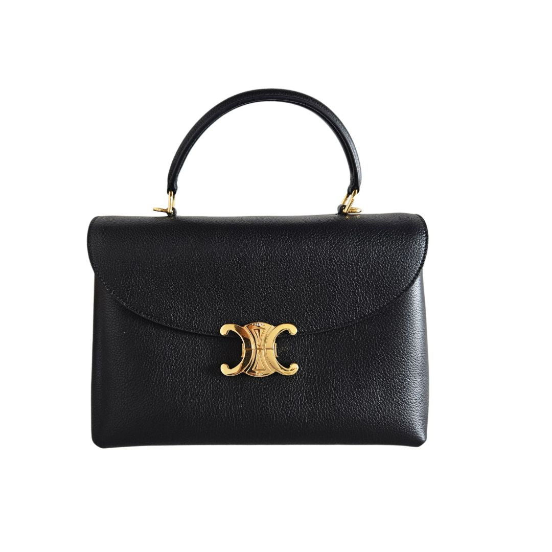 Celine Black Medium Nino Leather Top Handle Bag