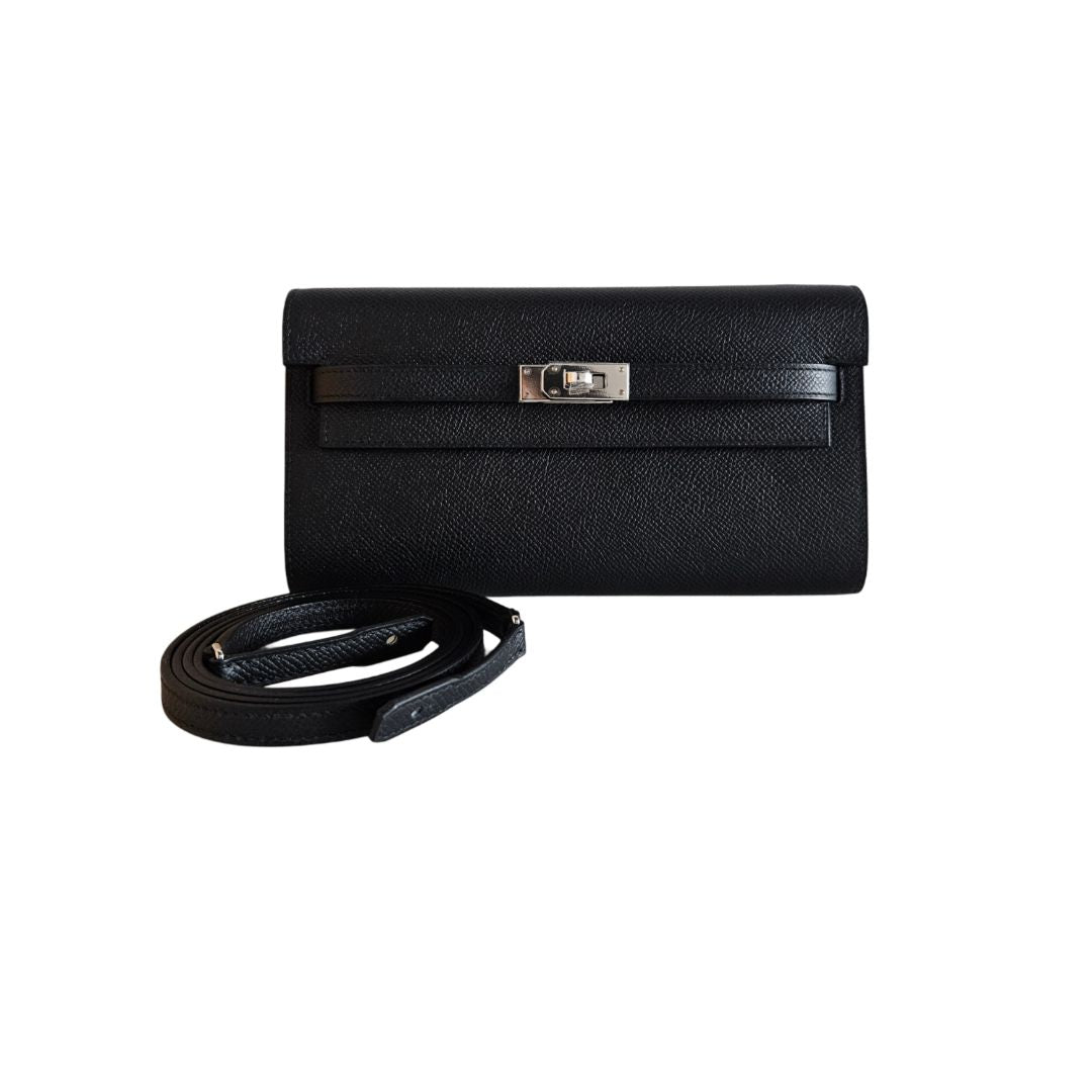 Hermes Noir PHW Kelly To Go Wallet