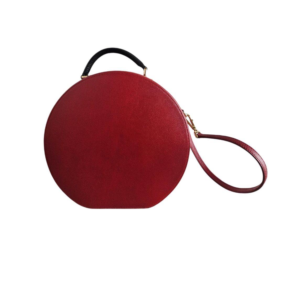 Dolce & Gabbana Red Leather Round Travel Bag