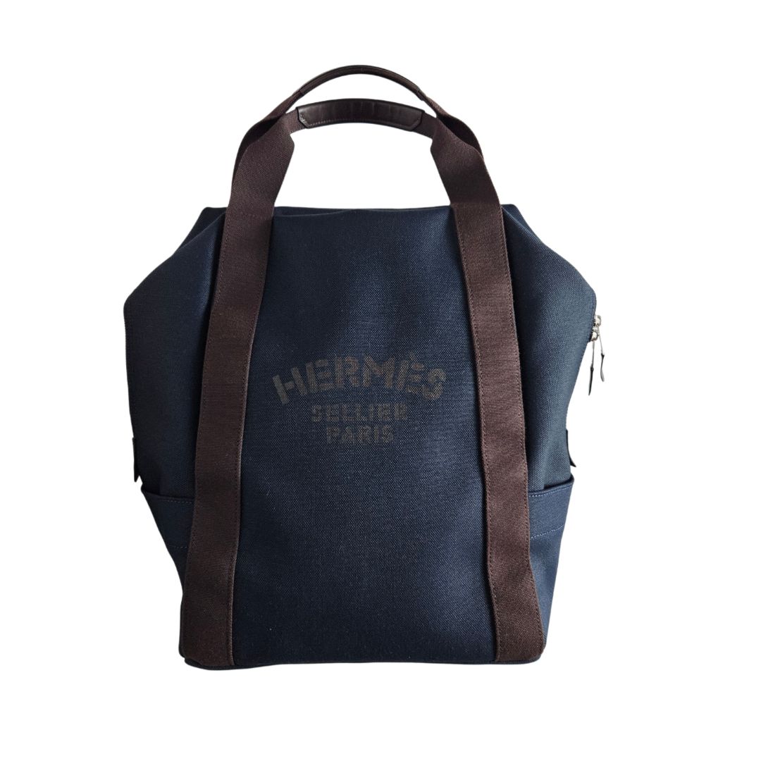 Hermes Navy Blue/Brown Groom School Backpack