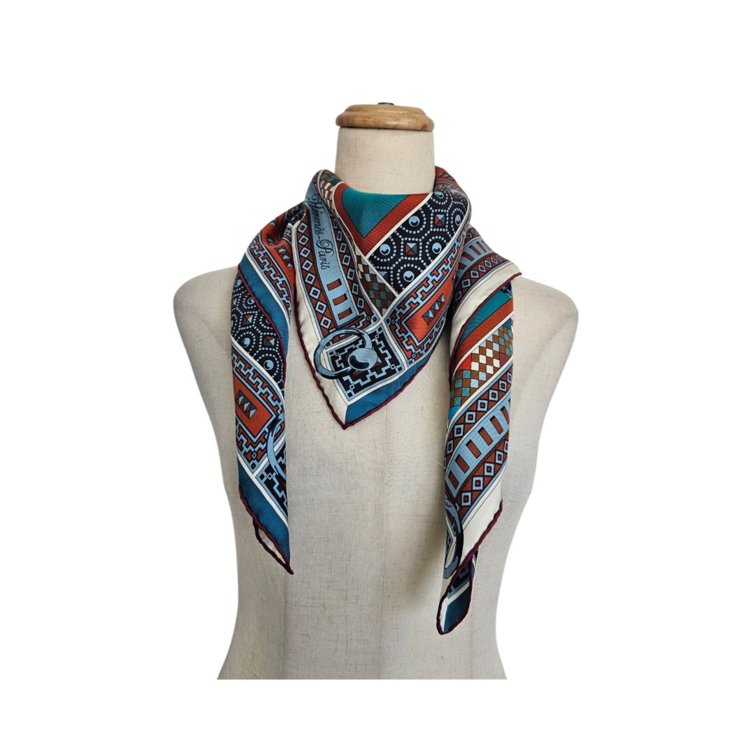 Hermes Multicolor Silk Colliers de Chiens Scarf