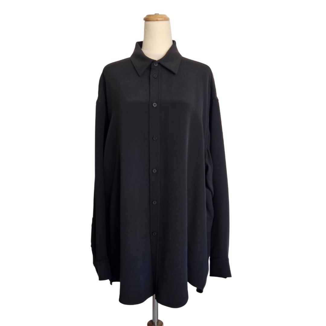 Balenciaga Black w/ Crystal Embellished Logo On Back Long Shirt