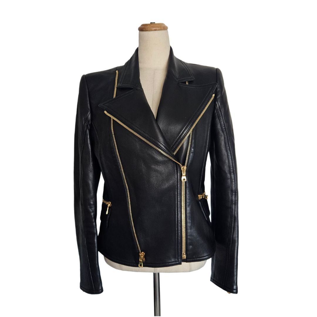 Balmain Black Leather Biker Jacket