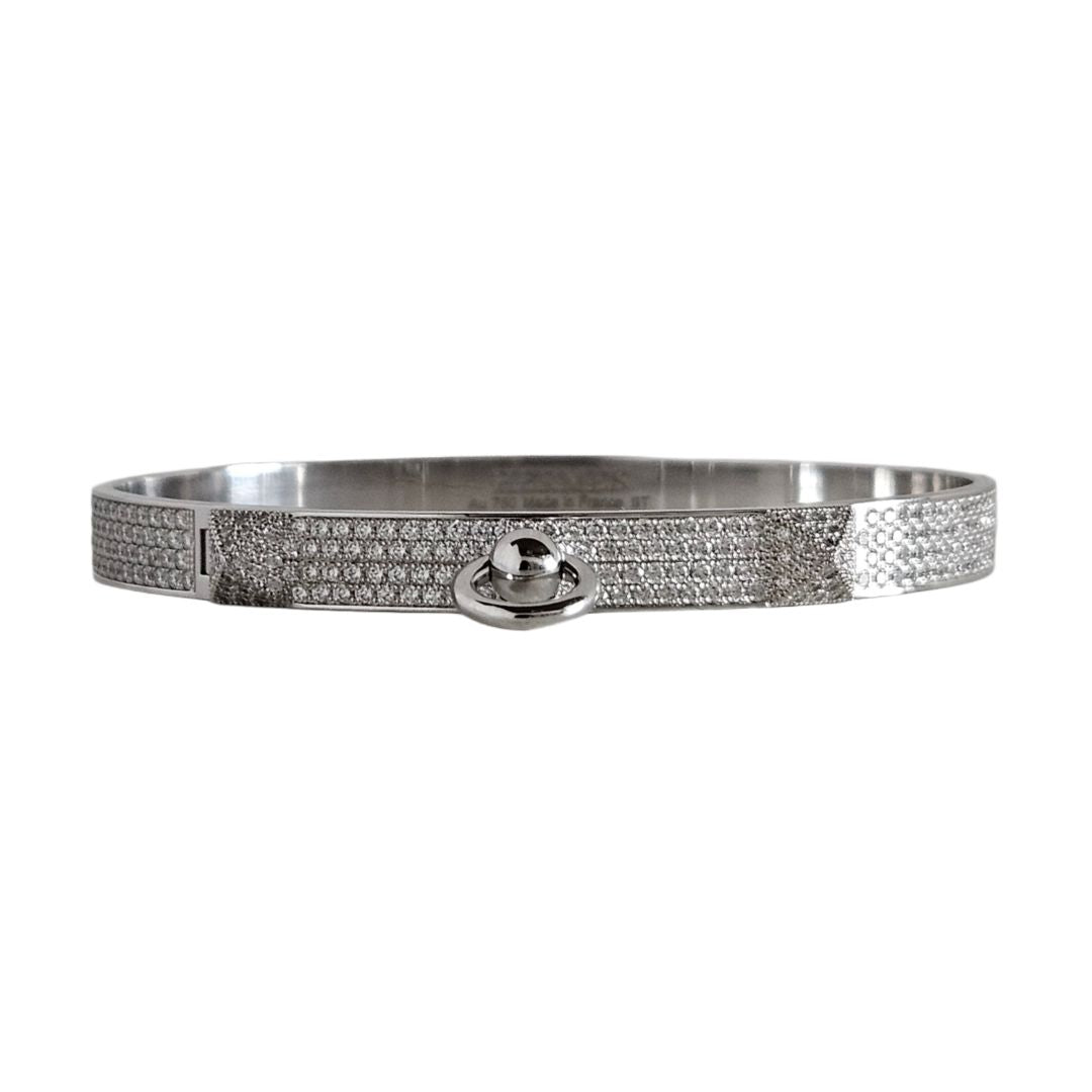 Hermes Collier de Chien White Gold Full Diamond Bracelet