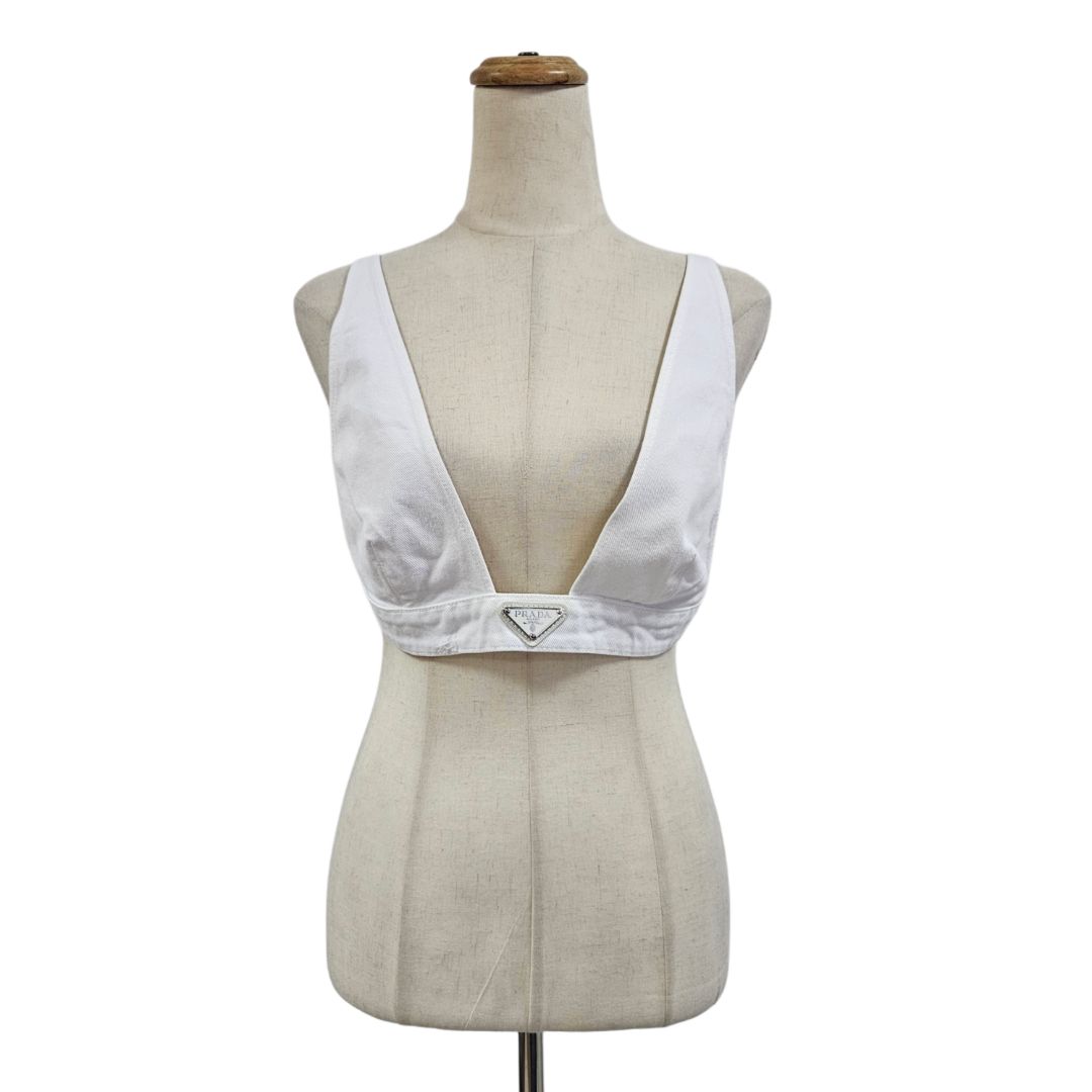 Prada White Denim Bra Top