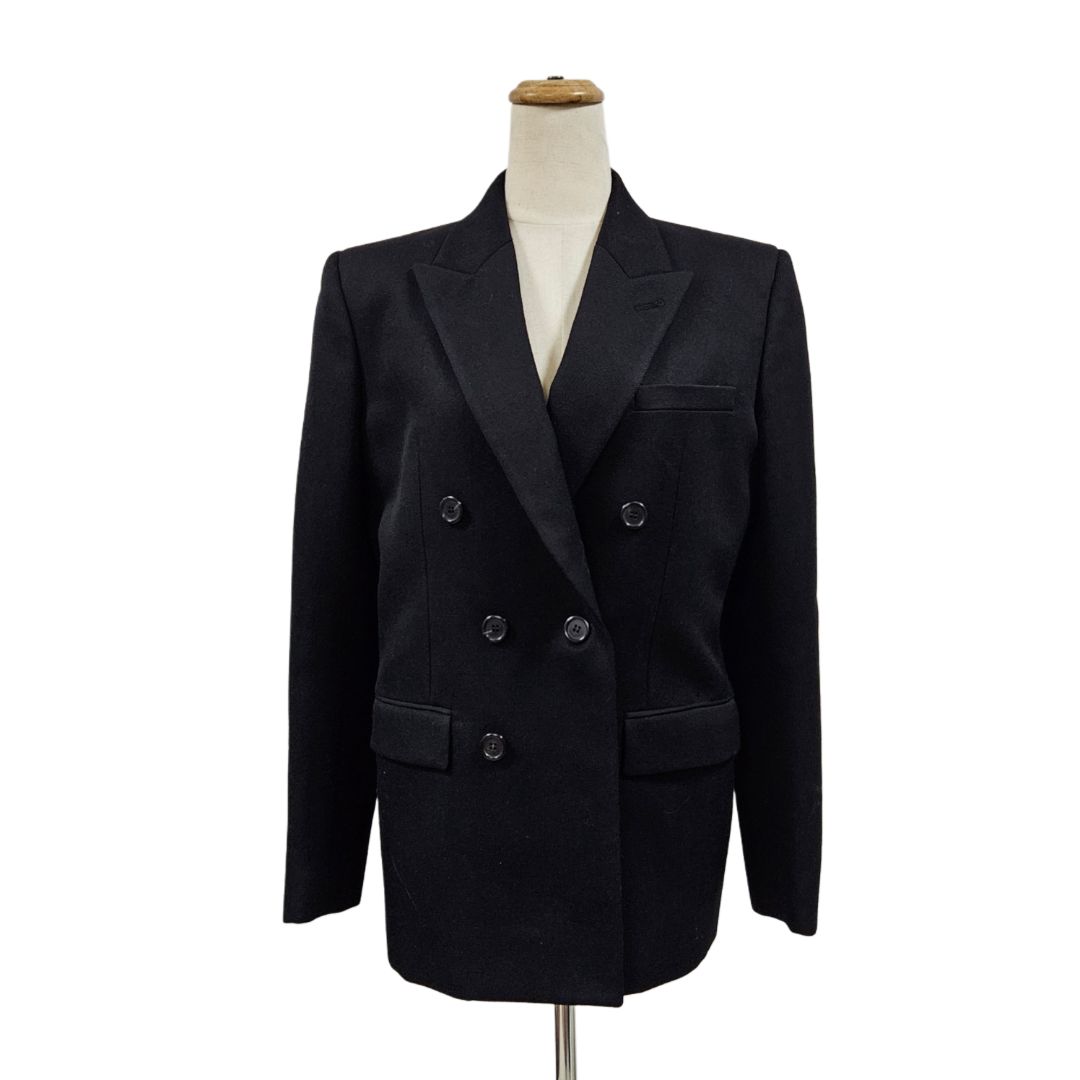 Saint Laurent Black Oversized Peak Lapel wool Blazer