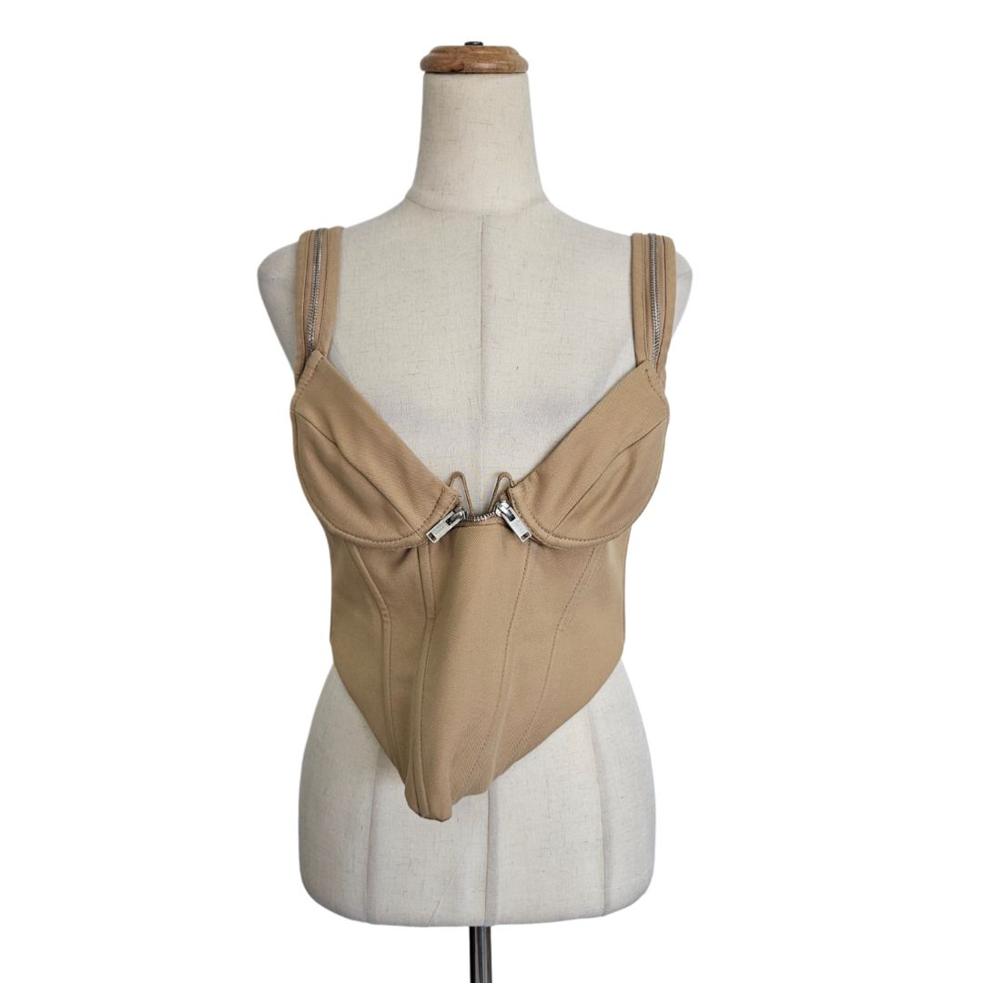 Dion Lee Tan Panelled Zipped Bustier Top
