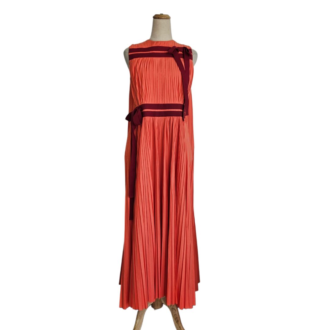 Roksanda Calista Cape-Effect Asymmetric Grosgrain-Trimmed Pleated Poplin Maxi Dress