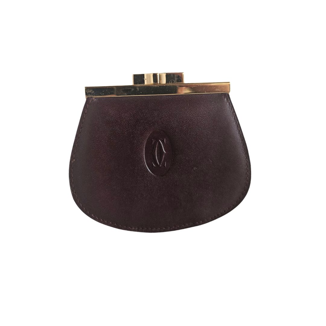Cartier Burgundy Leather Coin Purse