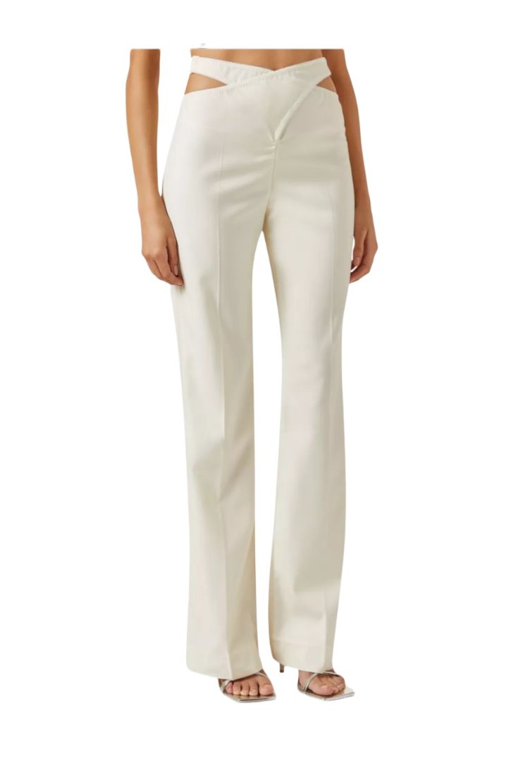 Anna October Nina  Cream Wool-Blend Pants