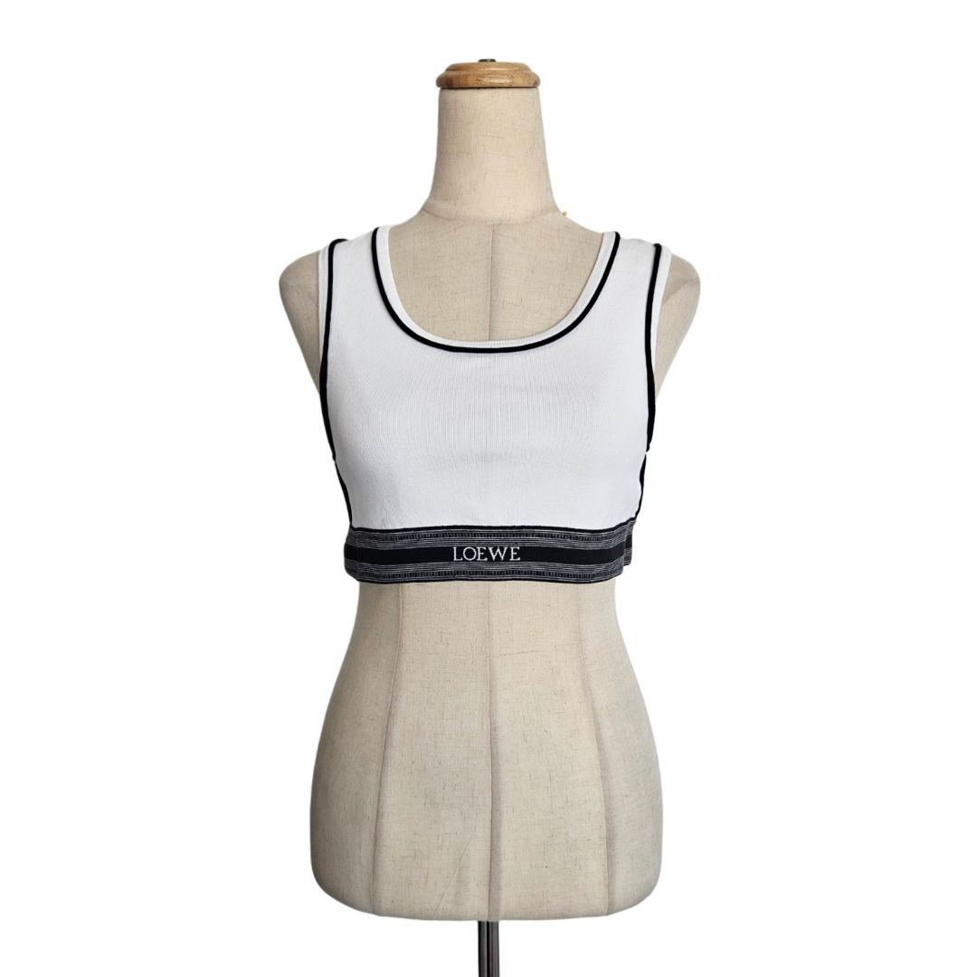 Loewe White & Black Logo Band Stretch Knit Tank Top