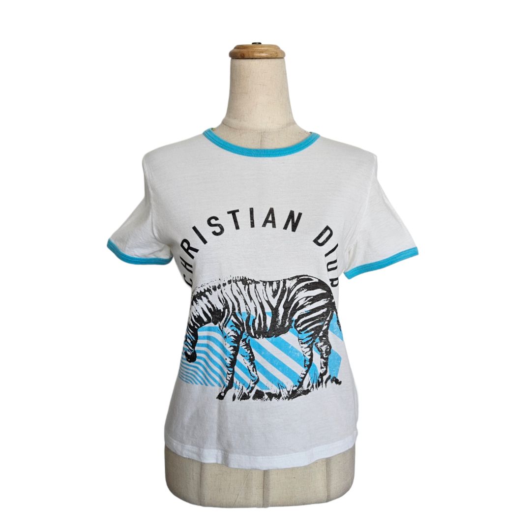 Christian Dior Multiclor Logo & Zebra Printed T Shirt