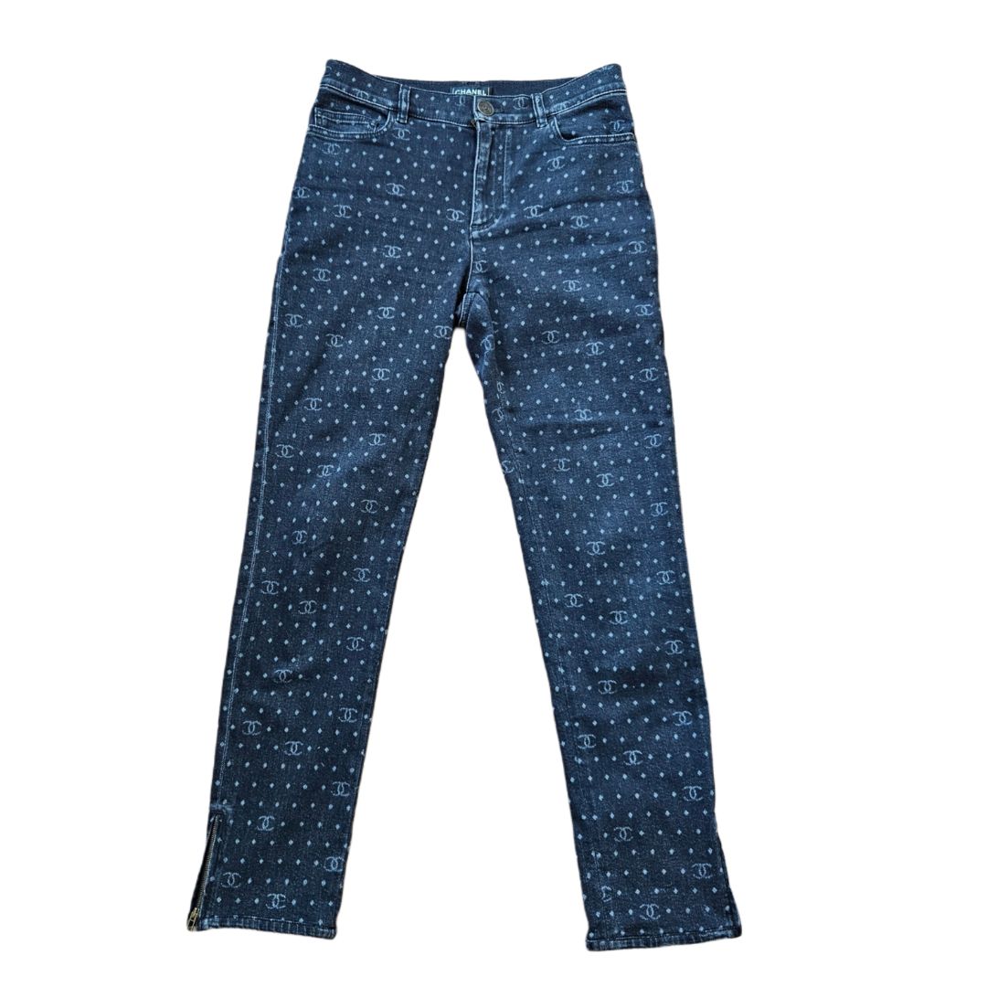 Chanel COCO Mark Dot Dark Grey Denim Jeans