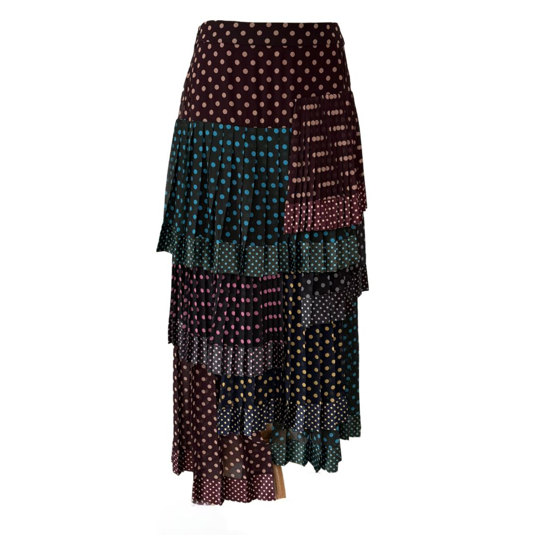 Zimmermann Multicolor Polka Dot Tiered Pleated Skirt