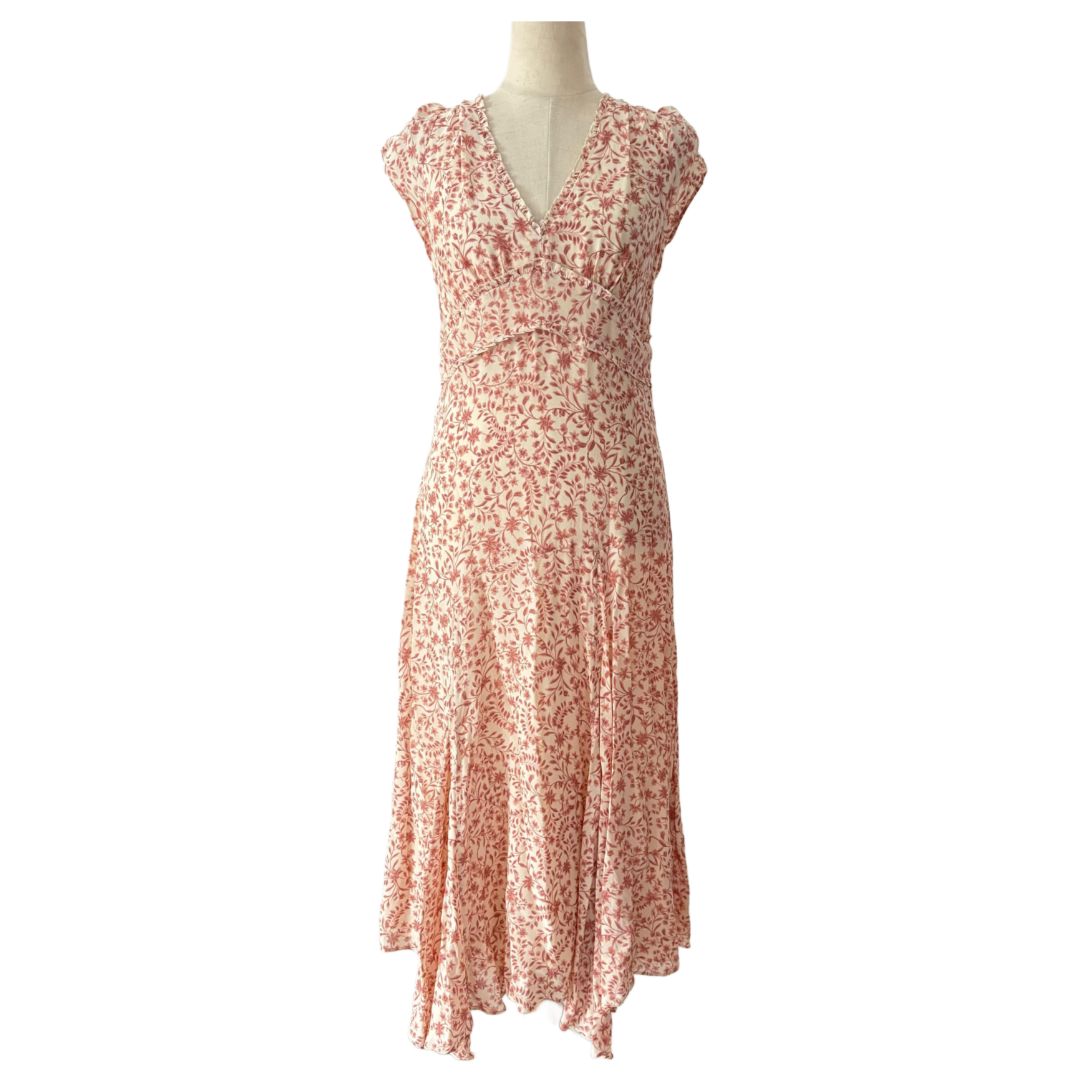 Reformation Beige & Pink Floral Printed Maxi Dress