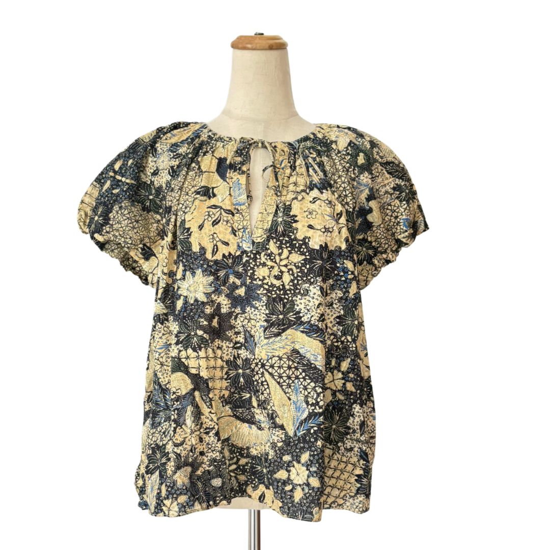 Ulla Johnson Multicolor Issa Bellflower Print Shortsleeve Top
