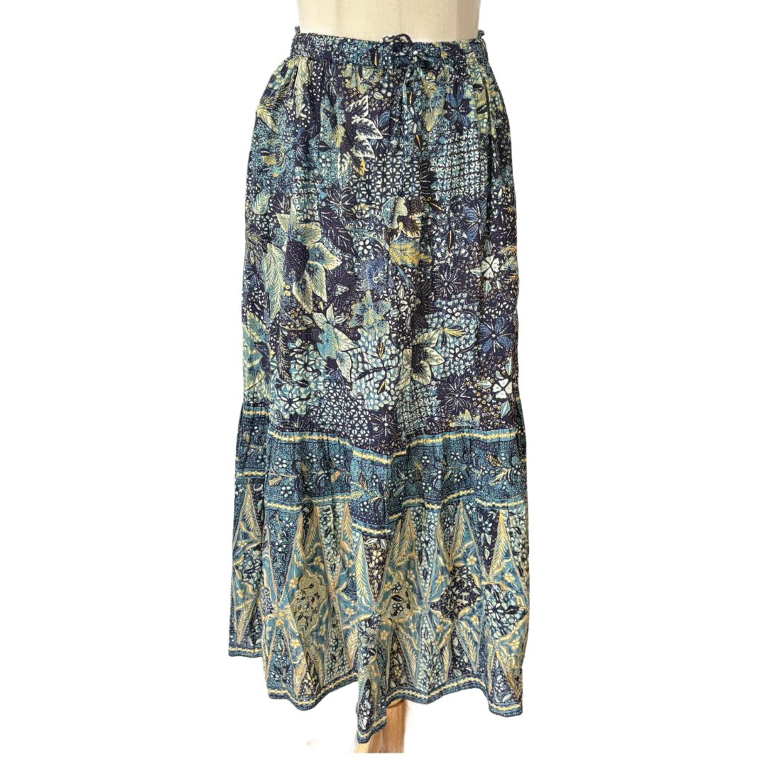 Ulla Johnson Blue Floral Print  Olina Portofino Skirt, size 6