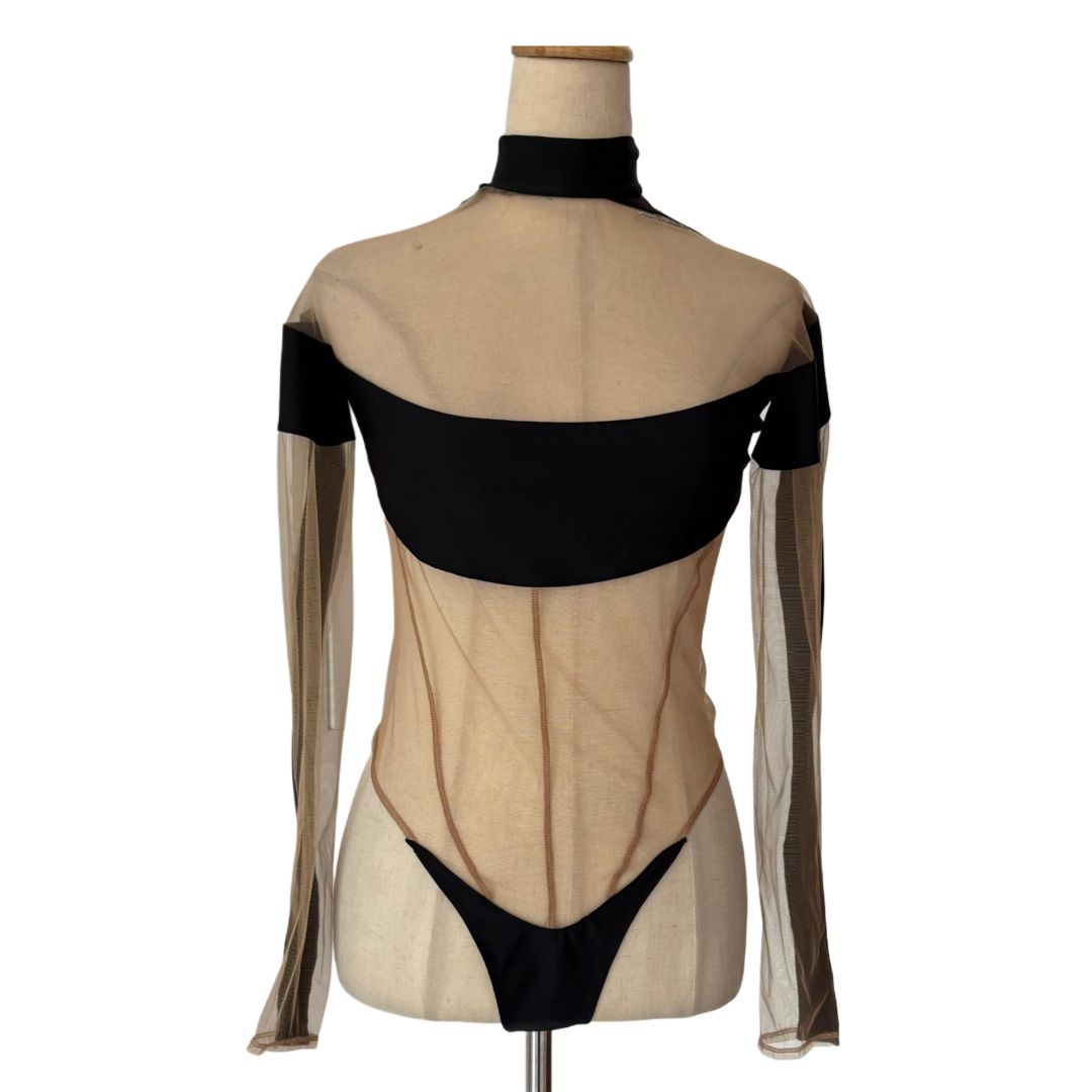 Mugler Black and Mesh Bodysuit