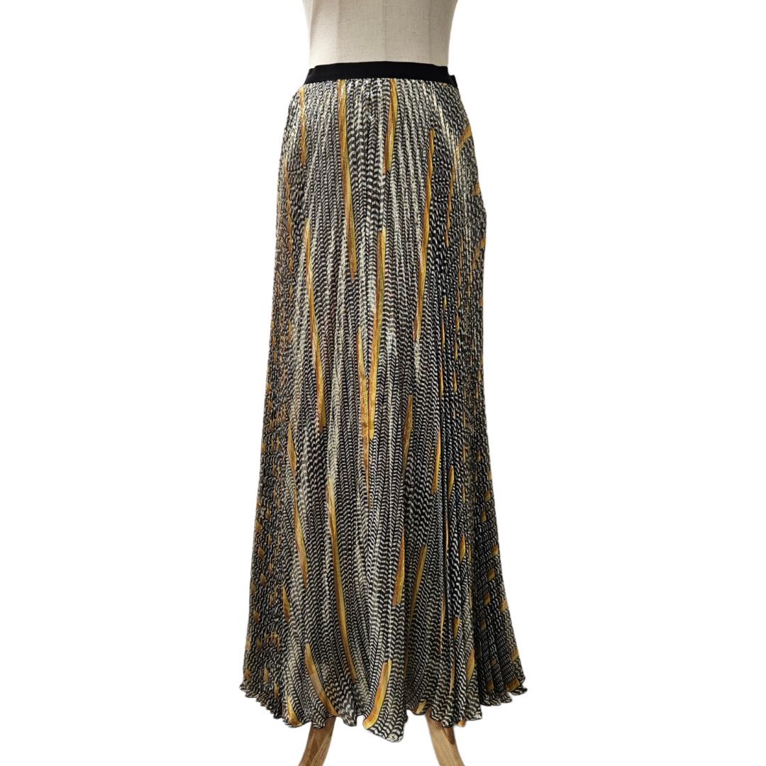 Giambattista Valli Metallic Multicolor Pleated Maxi Skirt